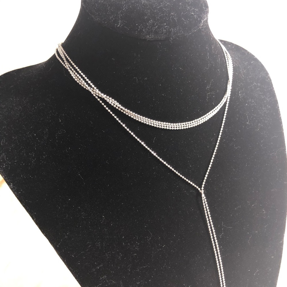 Silvertone Ball & Multi Chain Statement Necklace - image 2